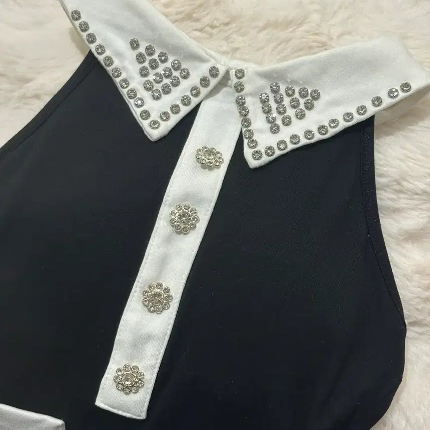 [BUNJANG] Cubic Mini Dress / 큐빅 나시 카라 미니원피스(최저할인)