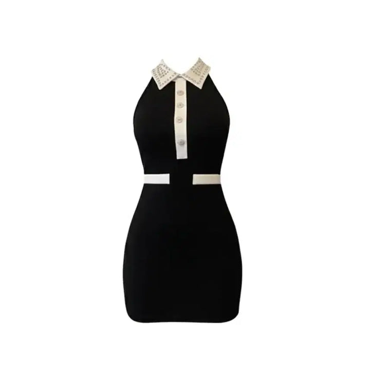 [BUNJANG] Cubic Mini Dress / 큐빅 나시 카라 미니원피스(최저할인)