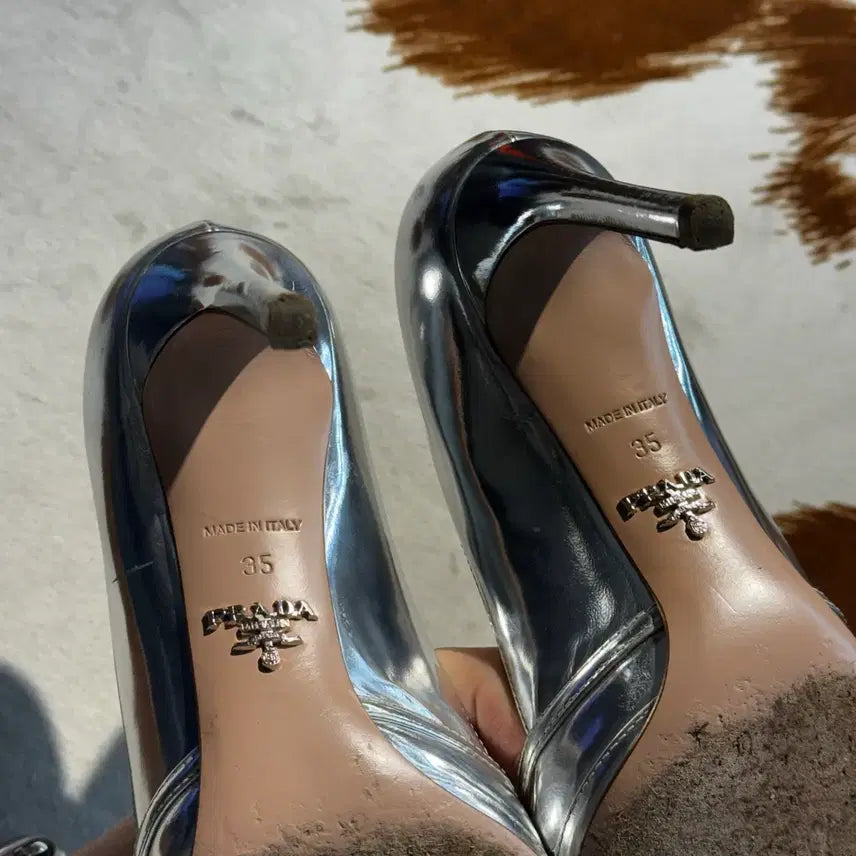 [BUNJANG] PRADA Silver Metallic Pumps Heel 35 (230) / PRADA 프라다 실버 메탈릭 펌프스 힐 35 (230)