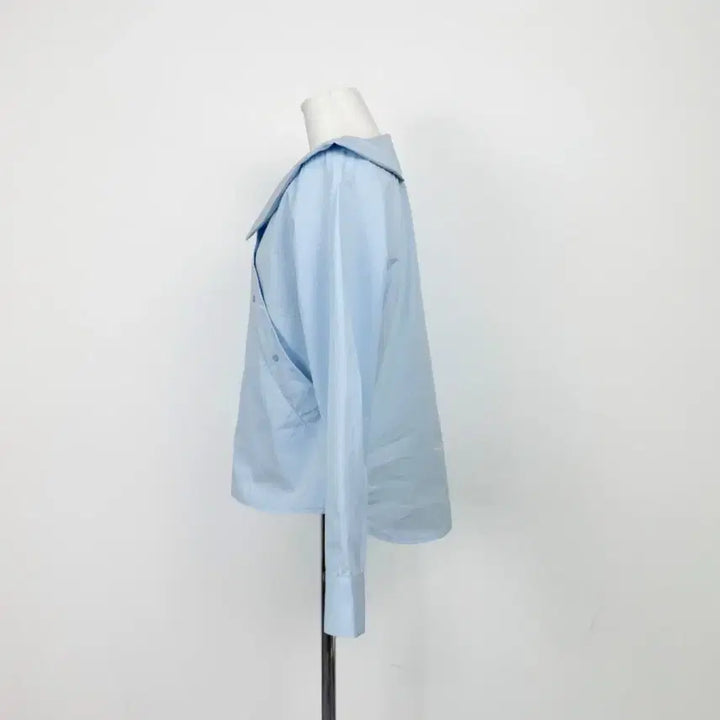 [BUNJANG] Big Collar Wrap Blouse / 봄 빅카라 사선 단추 랩 면 블라우스 셔츠 남방 에이블리 지그재그