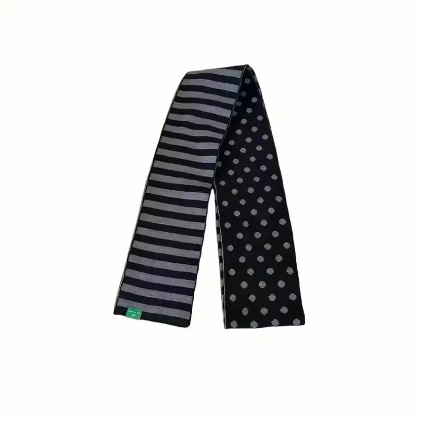 [BUNJANG] Temu Dot Stripe Scarf Charcoal / 무배) 테무 도트 스트라이프 땡땡이 스카프 머플러 차콜