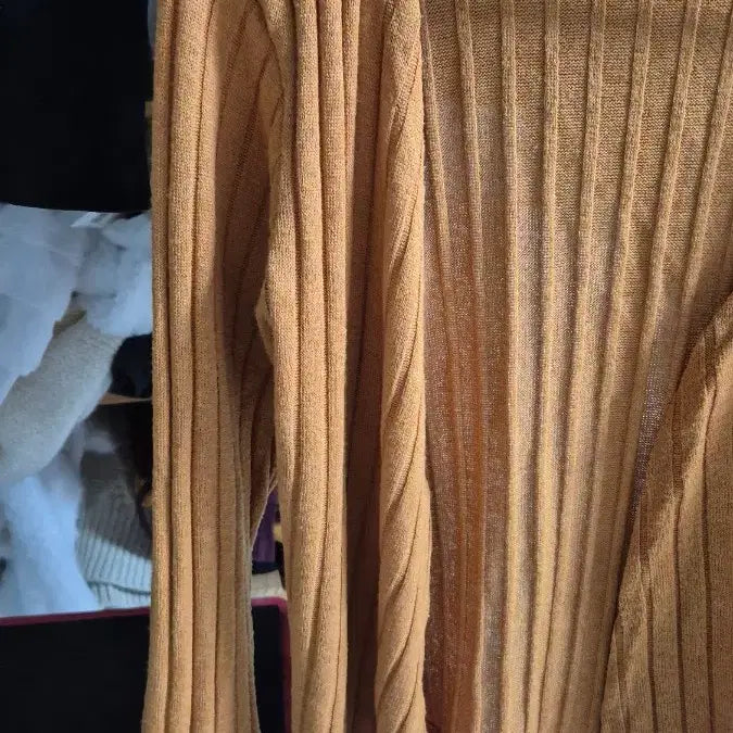 [BUNJANG] Orange Knit Cardigan / 골지 니트 오렌지색 가디건