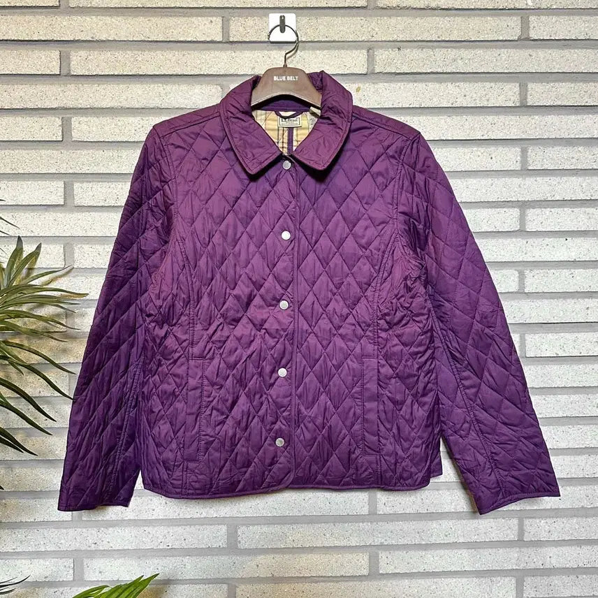 [BUNJANG] L.L.Bean Quilted Jacket / L.L.Bean 엘엘빈 퀼팅 자켓 체크안감 스냅 버튼 디테일 퍼플