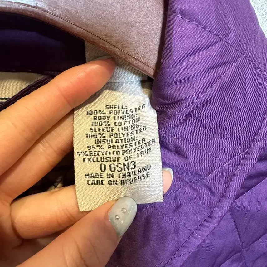 [BUNJANG] L.L.Bean Quilted Jacket / L.L.Bean 엘엘빈 퀼팅 자켓 체크안감 스냅 버튼 디테일 퍼플