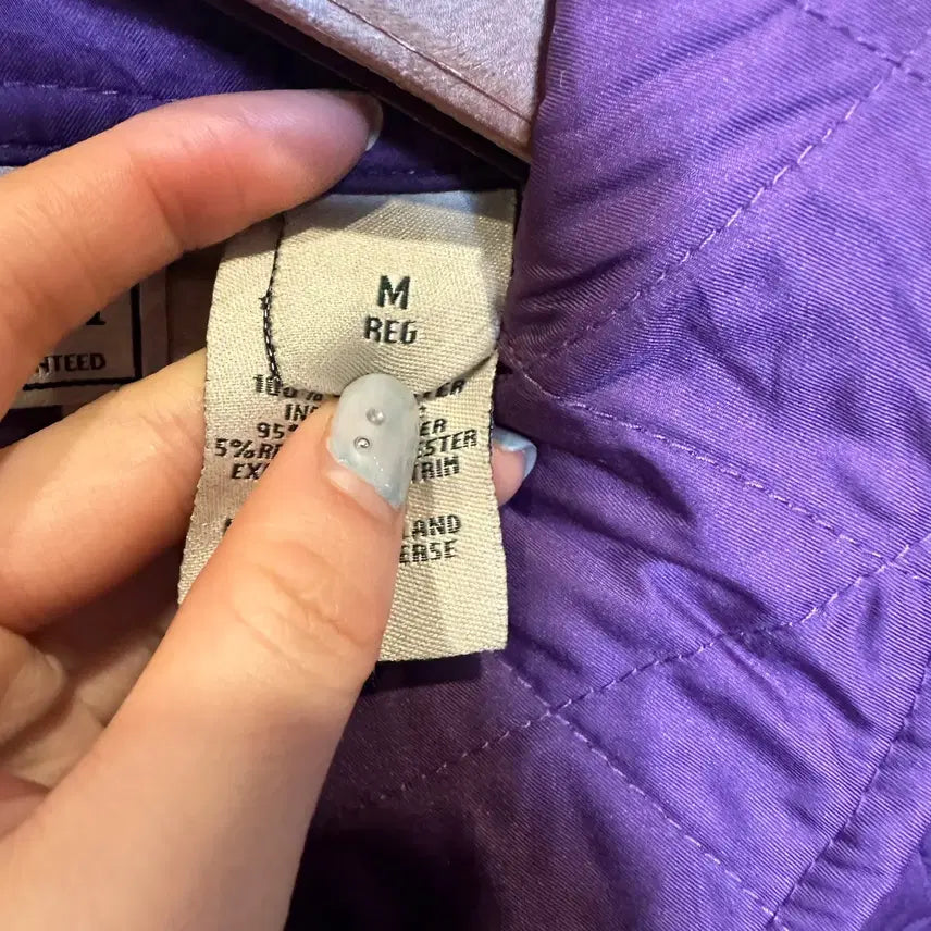 [BUNJANG] L.L.Bean Quilted Jacket / L.L.Bean 엘엘빈 퀼팅 자켓 체크안감 스냅 버튼 디테일 퍼플