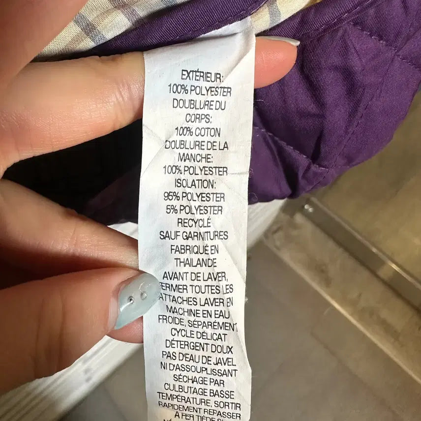 [BUNJANG] L.L.Bean Quilted Jacket / L.L.Bean 엘엘빈 퀼팅 자켓 체크안감 스냅 버튼 디테일 퍼플