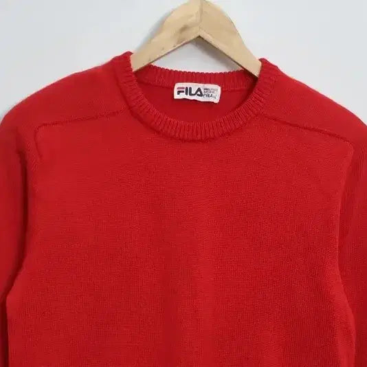 [BUNJANG] FILA Retro Red Knit / FILA 필라 레트로 레드 니트 [L] 울 100% 빈티지 레드 니트