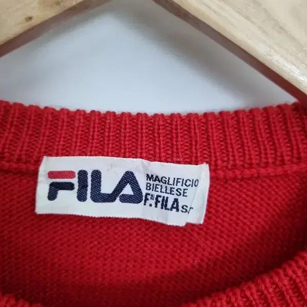 [BUNJANG] FILA Retro Red Knit / FILA 필라 레트로 레드 니트 [L] 울 100% 빈티지 레드 니트
