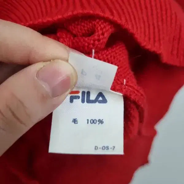[BUNJANG] FILA Retro Red Knit / FILA 필라 레트로 레드 니트 [L] 울 100% 빈티지 레드 니트