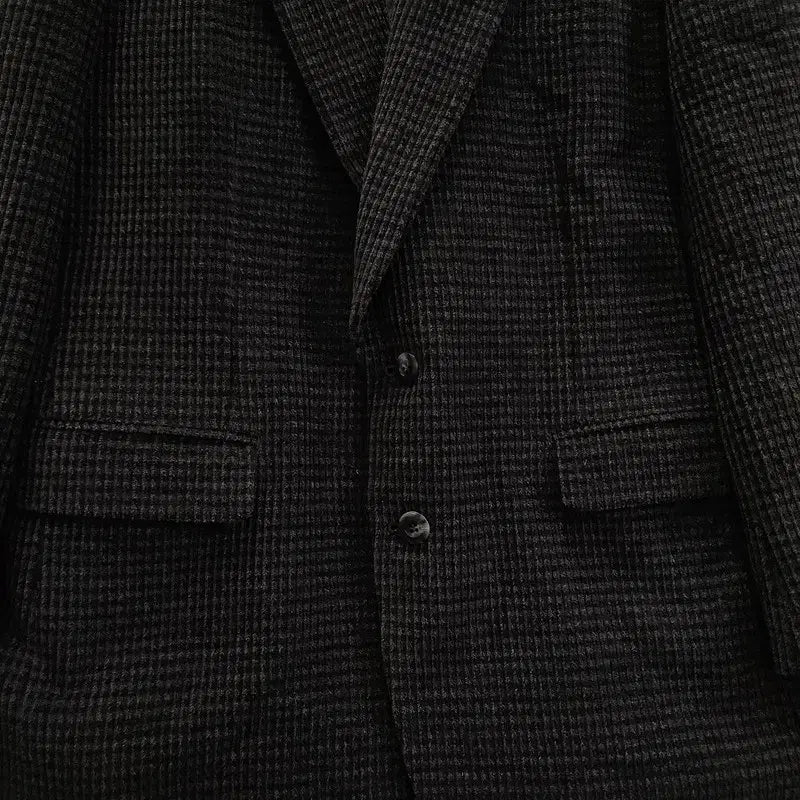 [BUNJANG] Vintage Casual Business Check Wool Jacket - Gray / 빈티지 캐주얼 비즈니스 잔체크 울100 자켓 그레이