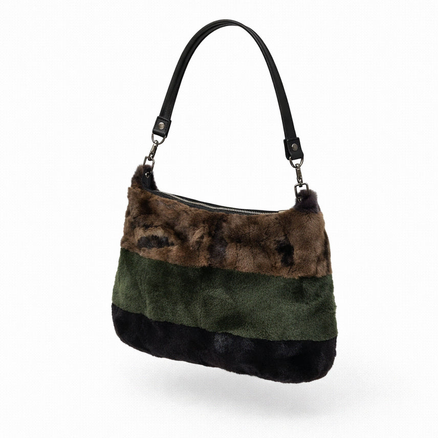 [BUNJANG] Mink Real Fur Shoulder Bag (Forest Green Mix) / 밍크 리얼퍼 숄더백(포레스트 그린 믹스)