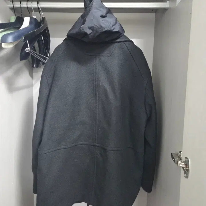 [BUNJANG] Junji Black Double Wool Coat / 준지 후드 모직 블랙 더블 코트