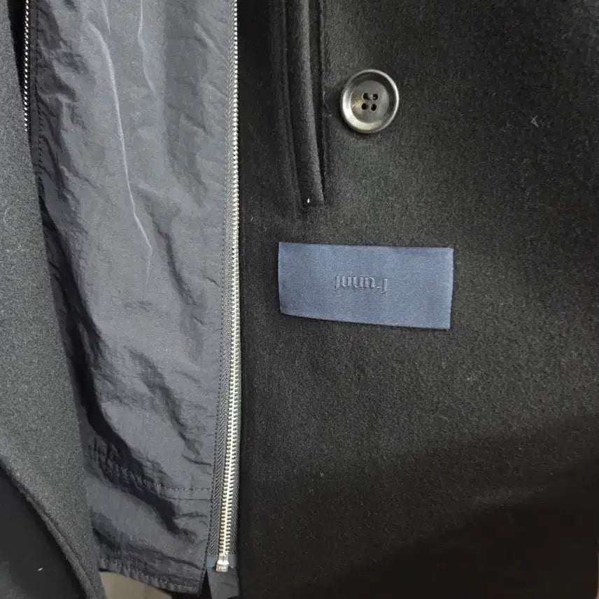 [BUNJANG] Junji Black Double Wool Coat / 준지 후드 모직 블랙 더블 코트