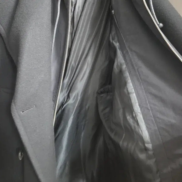 [BUNJANG] Junji Black Double Wool Coat / 준지 후드 모직 블랙 더블 코트