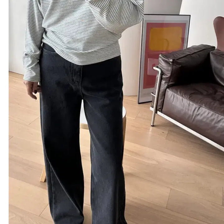 [BUNJANG] Degress Black Denim Pants / 디그리스 흑청 와이드 데님 팬츠