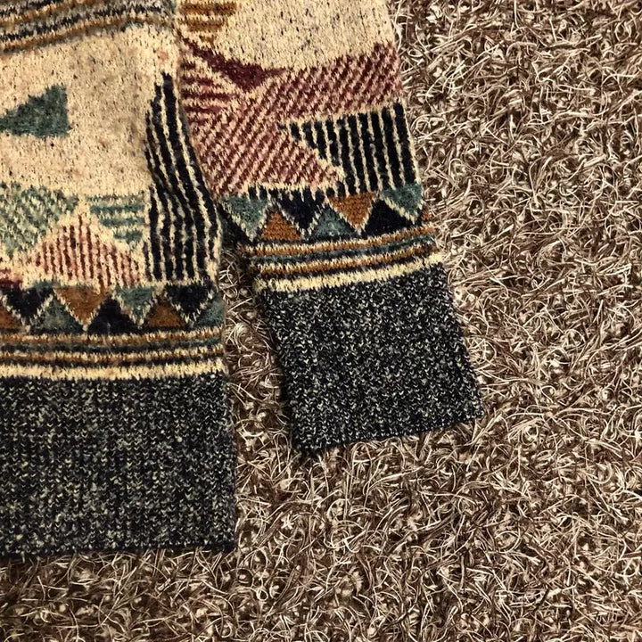 [BUNJANG] Misoni Women's Big Collar Multi-color Wool Knit / 4 미쏘니 여성 빅카라 멀티컬러 울 니트