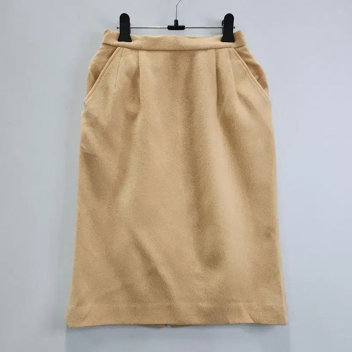 [BUNJANG] Wool Midi Skirt / 빈티지 페미닌 올드머니 도톰 울100 바닐라옐로우 핀턱 미디스커트