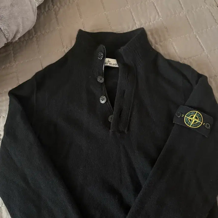 [BUNJANG] Stone Knit Half Zip 24FW Black / 스톤 니트 반집업 23fw 블랙 M