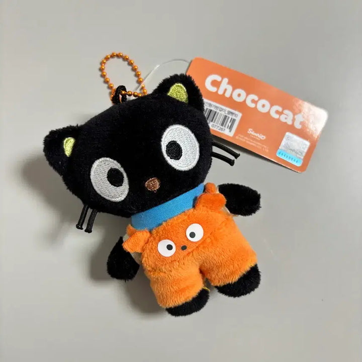 [BUNJANG] Sanrio Chococat Overalls Plush Keyring / 정품 산리오 초코캣 멜빵 인형가방걸이 키링