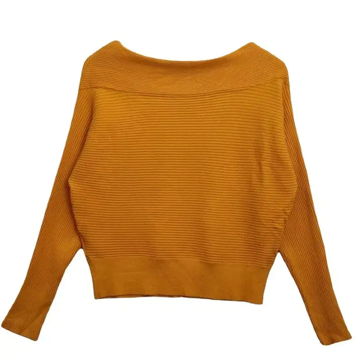 [BUNJANG] Maison de Papillon Orange Boat Neck Knit Top / Maison de Papillon 오렌지 보트넥 니트 [F] 리브드 니트