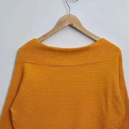 [BUNJANG] Maison de Papillon Orange Boat Neck Knit Top / Maison de Papillon 오렌지 보트넥 니트 [F] 리브드 니트