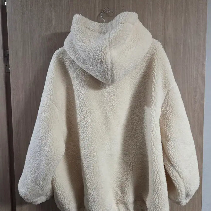 [BUNJANG] Hoodie Zip-up Ivory Big Size / 뽀글이 후드 집업 아이보리 빅사이즈