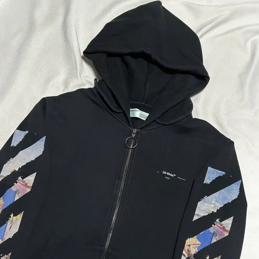 [SOLD OUT] L 오프화이트 19S/S 유화 애로우 블랙 후드 집업
