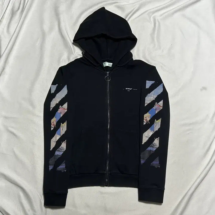 [SOLD OUT] L 오프화이트 19S/S 유화 애로우 블랙 후드 집업