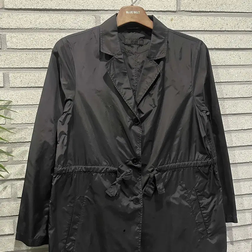 [BUNJANG] Vintage Nylon Midi Jacket / JPN VINTAGE 나일론 미디 자켓 스트링 투포켓 디테일 블랙