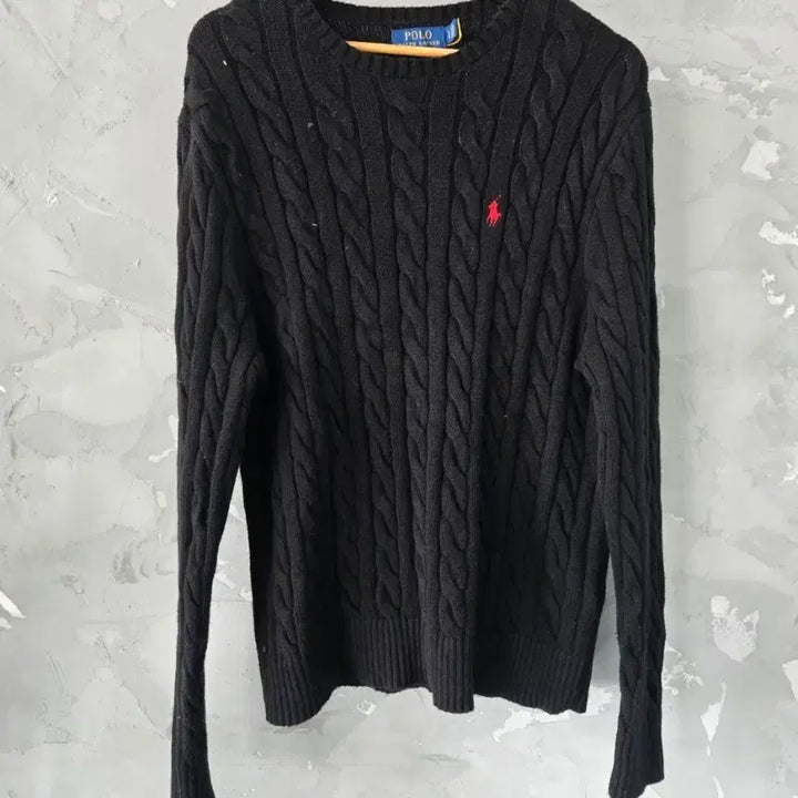 [BUNJANG] Ralph Lauren Cable Knit Sweater - Black (Men's L) / 폴로 랄프로렌 꽈배기 남자 니트 블랙  L