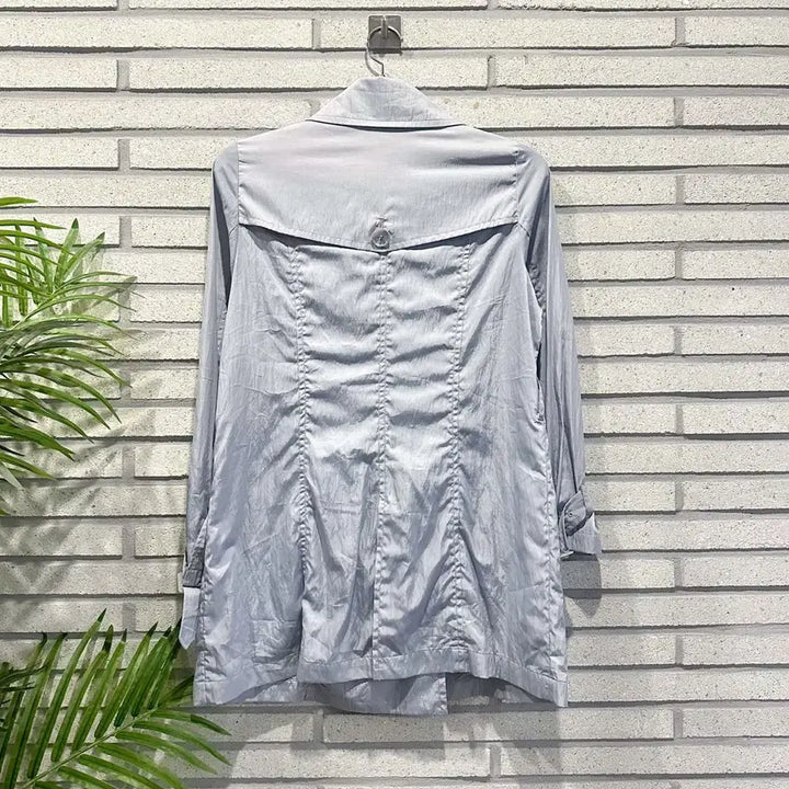 [BUNJANG] Vintage Nylon Double Trench Jacket Sky Blue / JPN VINTAGE 나일론 더블 트렌치 자켓 소매벨트 디테일 스카이블루