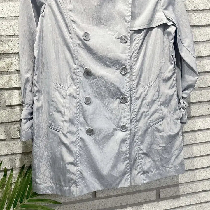 [BUNJANG] Vintage Nylon Double Trench Jacket Sky Blue / JPN VINTAGE 나일론 더블 트렌치 자켓 소매벨트 디테일 스카이블루