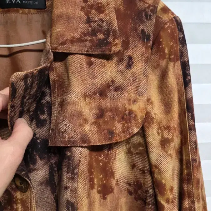 [BUNJANG] EVA Brown Pattern Belt Jacket / 여성 EVA 브라운 패턴 벨트 자켓