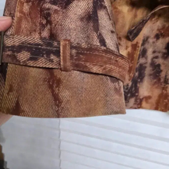 [BUNJANG] EVA Brown Pattern Belt Jacket / 여성 EVA 브라운 패턴 벨트 자켓