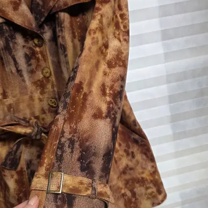 [BUNJANG] EVA Brown Pattern Belt Jacket / 여성 EVA 브라운 패턴 벨트 자켓