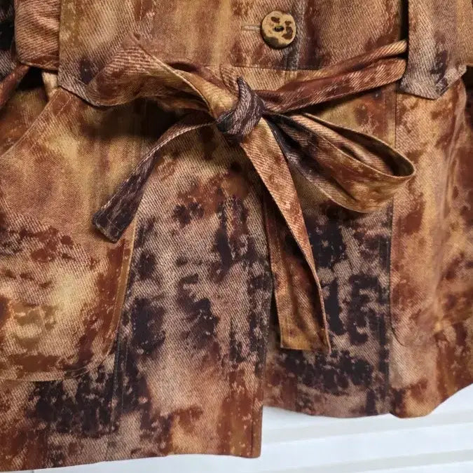 [BUNJANG] EVA Brown Pattern Belt Jacket / 여성 EVA 브라운 패턴 벨트 자켓