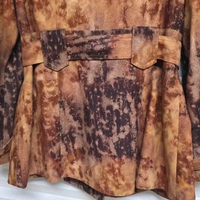 [BUNJANG] EVA Brown Pattern Belt Jacket / 여성 EVA 브라운 패턴 벨트 자켓