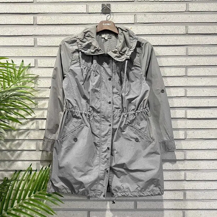 [BUNJANG] Vintage Gray Jacket / JPN VINTAGE 야상 자켓 셔링 카라넥 허리 스트링 디테일 그레이