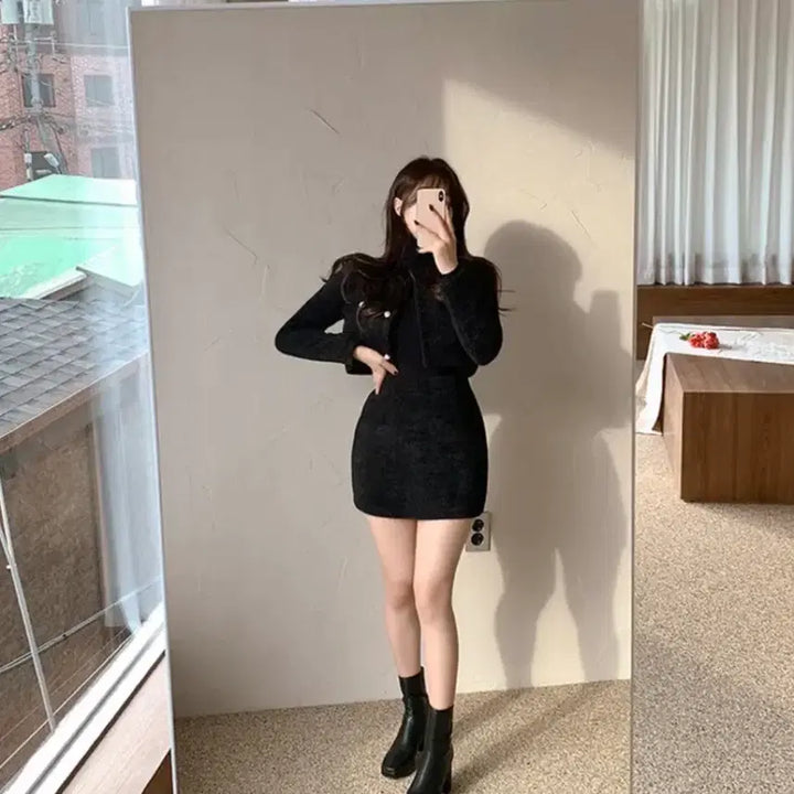 [BUNJANG] Heeinique Tweed Set Black Outfit / 히니크 트위드 셋업 블랙 하객룩