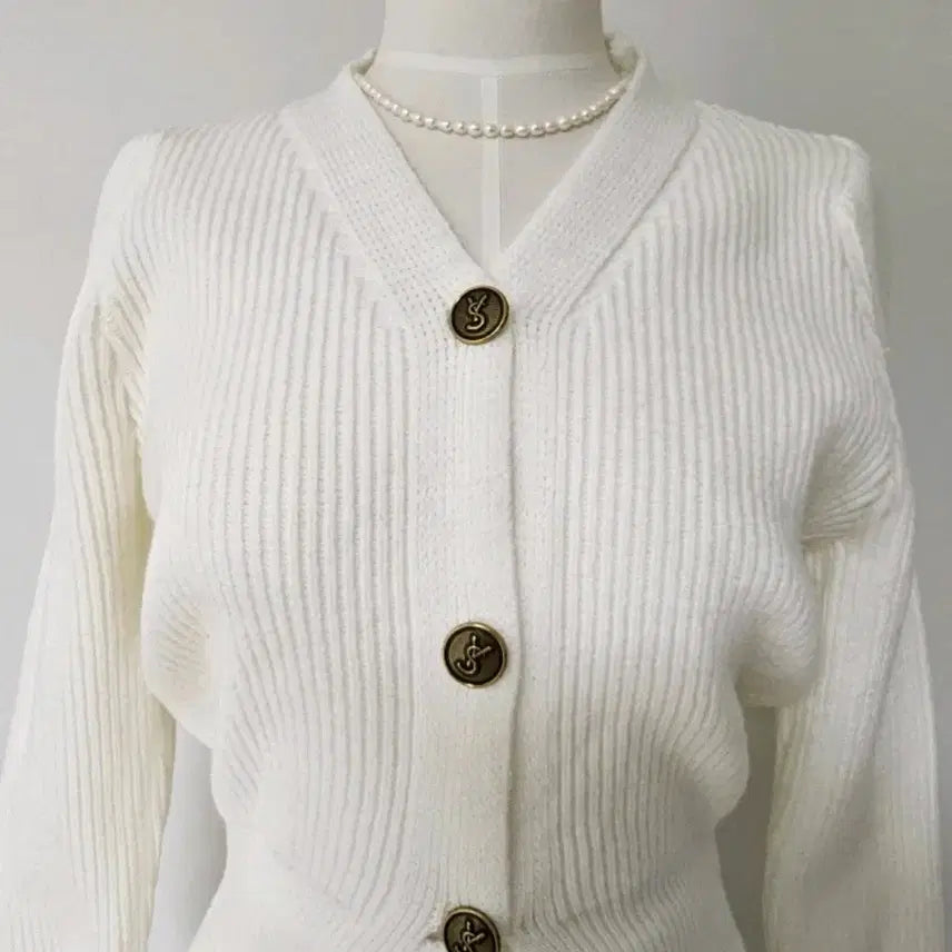 [BUNJANG] White Knit Cardigan Skirt Set / 세일바배))화이트 니트 가디건 스커트 세트