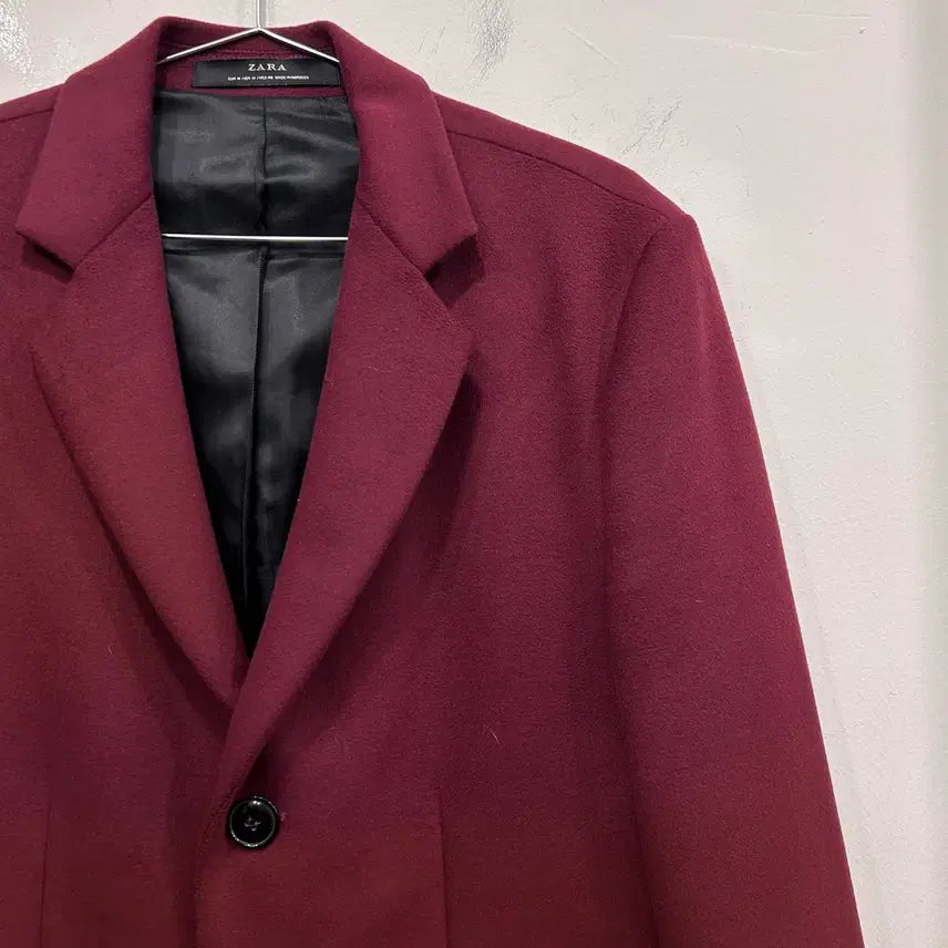 [BUNJANG] Zara Men's Wool Classic Burgundy Long Coat / 자라 맨즈 울 클래식 버건디 롱코트