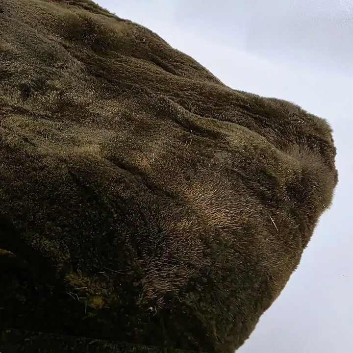 [BUNJANG] Shoulder Bag (Deep Olive Brown) / 밍크 리얼퍼 숄더백(딥 올리브 브라운)