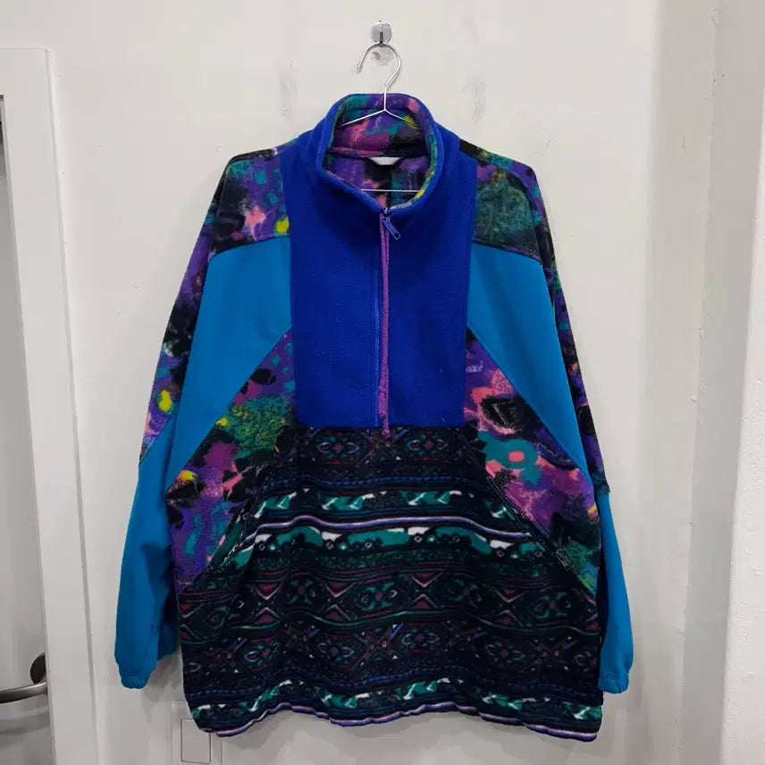 [BUNJANG] Vintage Indian Pattern Fleece Anorak / 재팬빈티지 오버핏 인디안 패턴 플리스 아노락