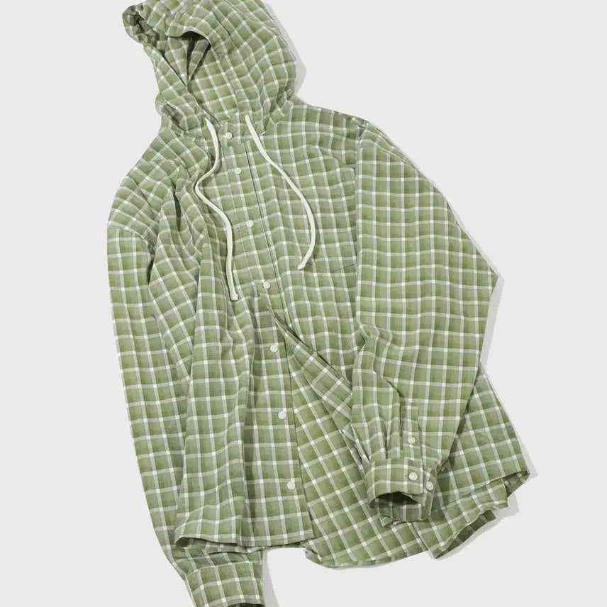 [BUNJANG] Second Monologue Oversized Checkered Hoodie Shirt / 세컨모놀로그 오버핏 체크 후드 셔츠