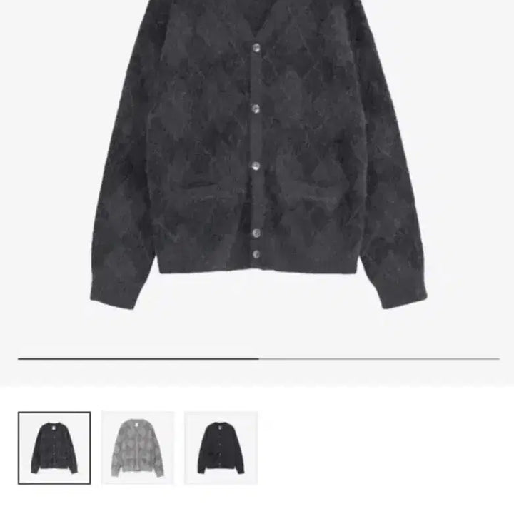 [BUNJANG] Polytelu Argyle Mohair Cardigan Charcoal / [4] 폴리테루 아가일 모헤어 가디건 차콜