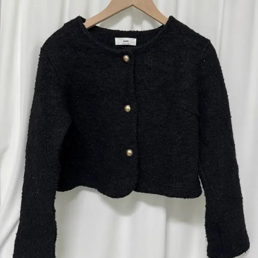 [BUNJANG] BABI Black Tweed Crop Jacket / BABI 블랙 트위드 크롭 자켓