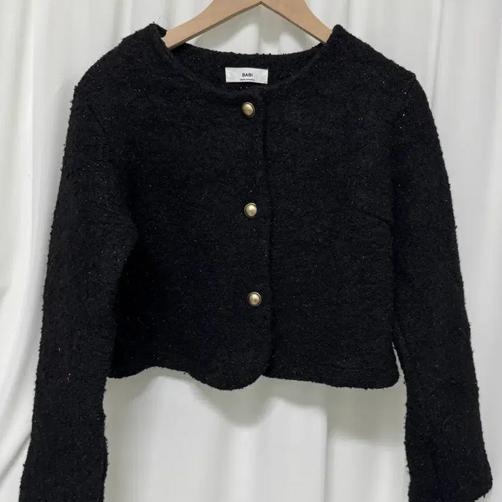 [BUNJANG] BABI Black Tweed Crop Jacket / BABI 블랙 트위드 크롭 자켓