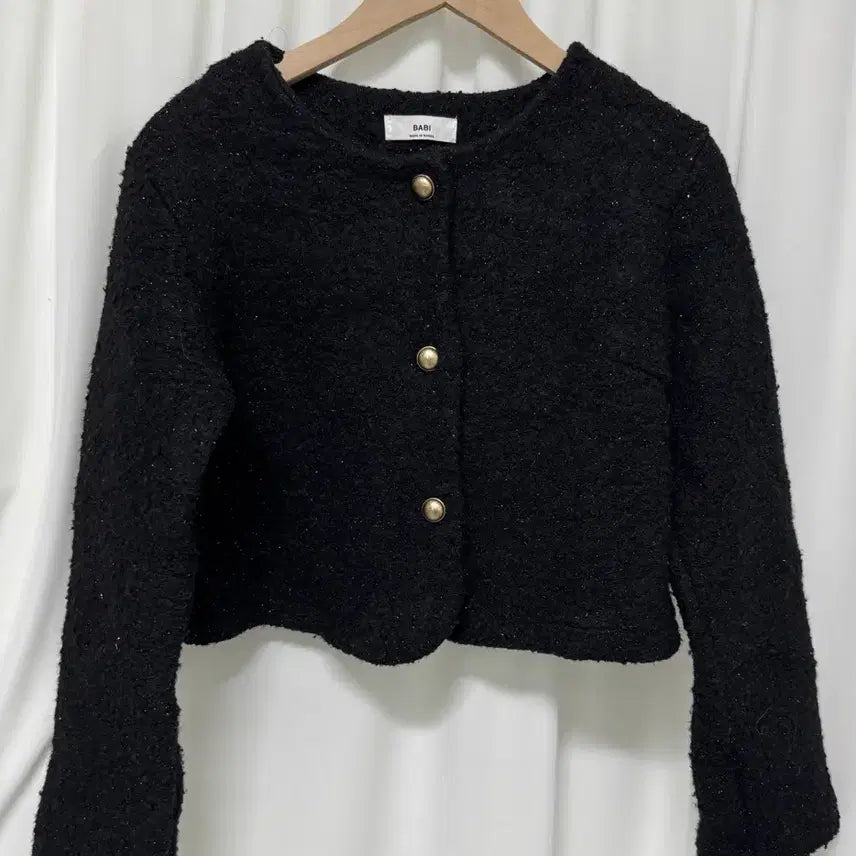 [BUNJANG] BABI Black Tweed Crop Jacket / BABI 블랙 트위드 크롭 자켓