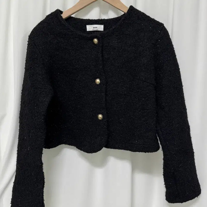 [BUNJANG] BABI Black Tweed Crop Jacket / BABI 블랙 트위드 크롭 자켓