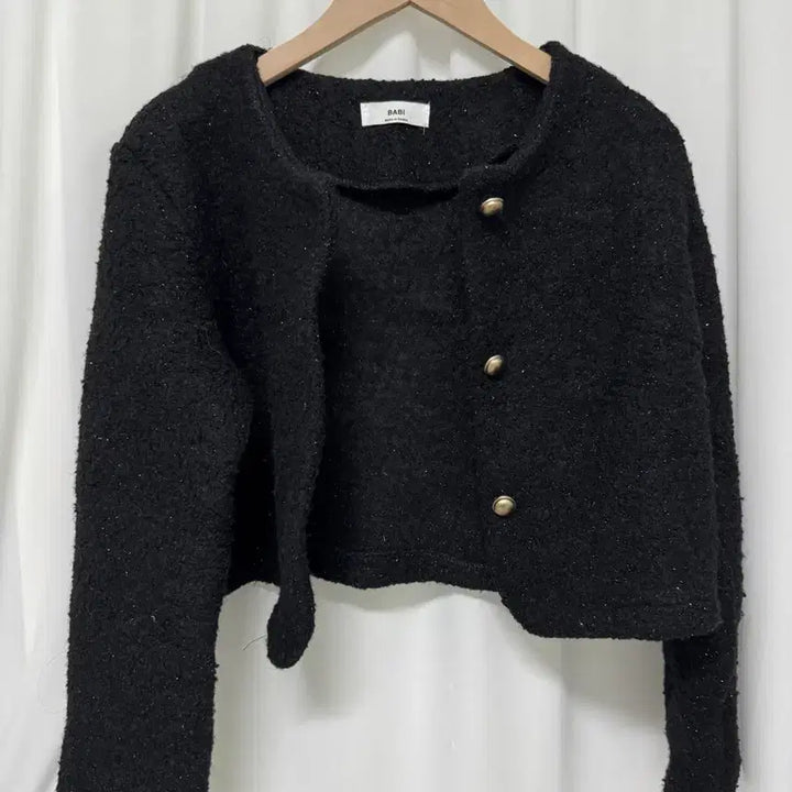 [BUNJANG] BABI Black Tweed Crop Jacket / BABI 블랙 트위드 크롭 자켓